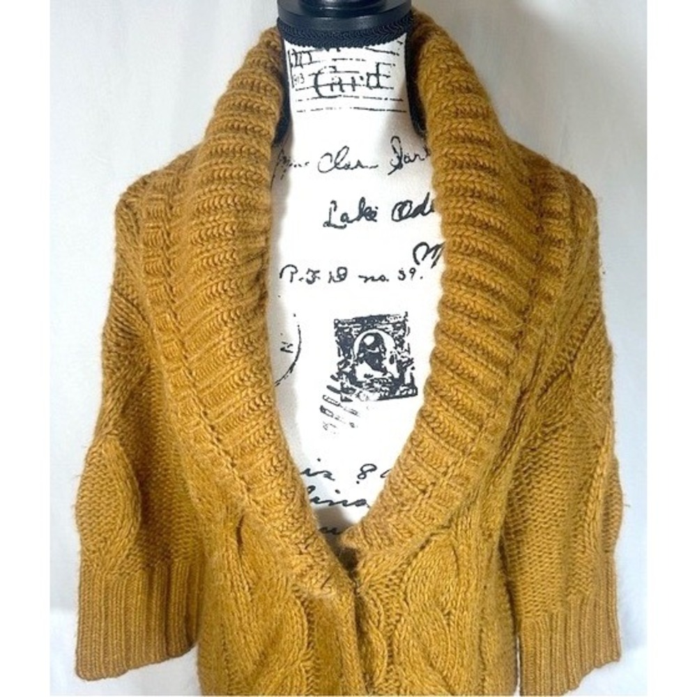 LOFT Ann Taylor Oversized Chunky Cable Knit Cardigan Sweater Womens S Wool Cozy - Picture 2 of 12